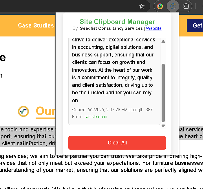 Site Clipboard Manager Chrome Extension | Facilities